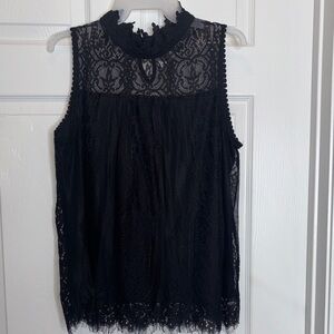 NY Collection Black Lace Sleeveless Blouse